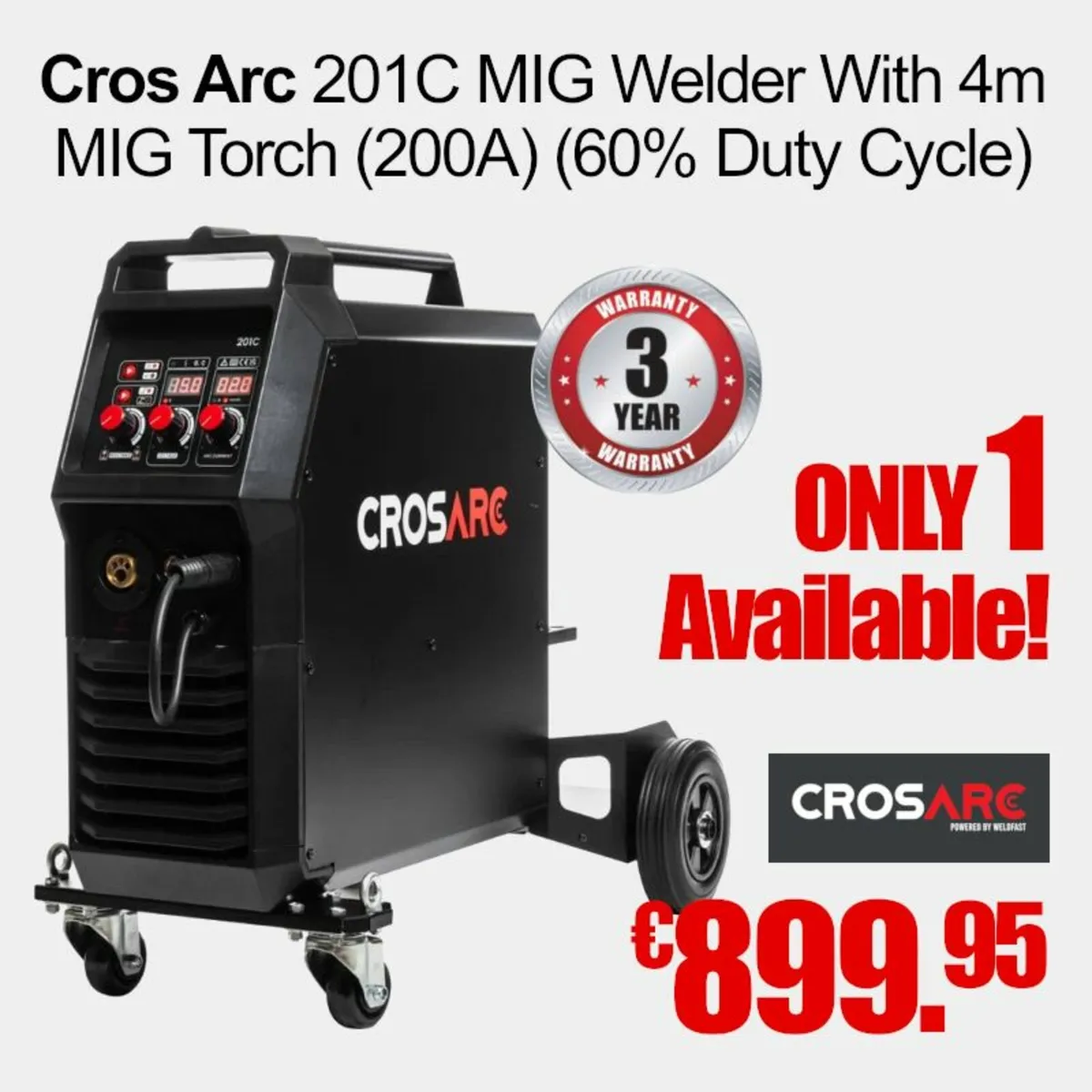 Cros Arc 201C MIG Welder With 4m MIG Torch (200A)