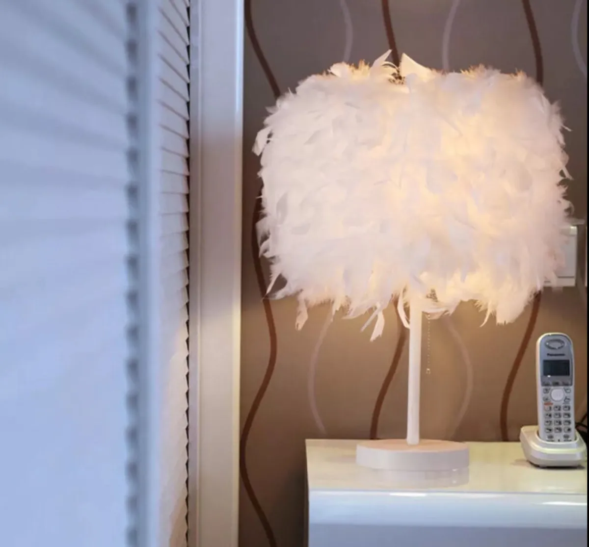 Feather Table Lamp Bedroom Bedside / Desk Lamp NEW - Image 1