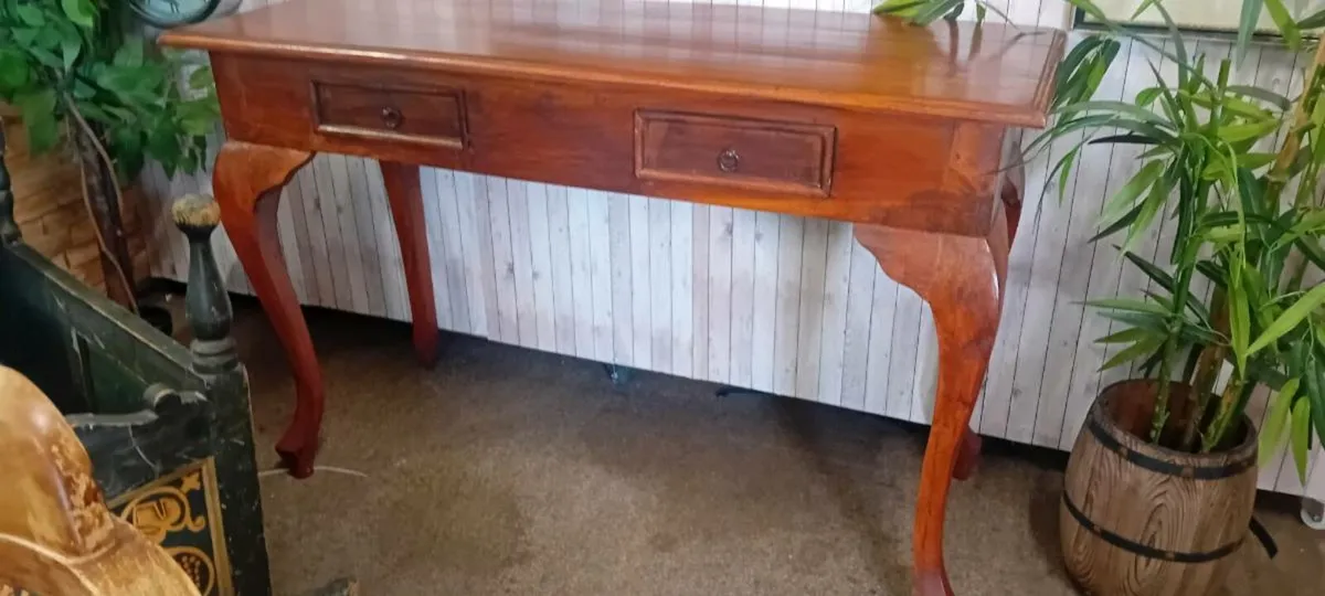 Large Hardwood Console Table - Image 1