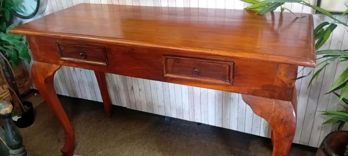 Large Hardwood Console Table - Image 2