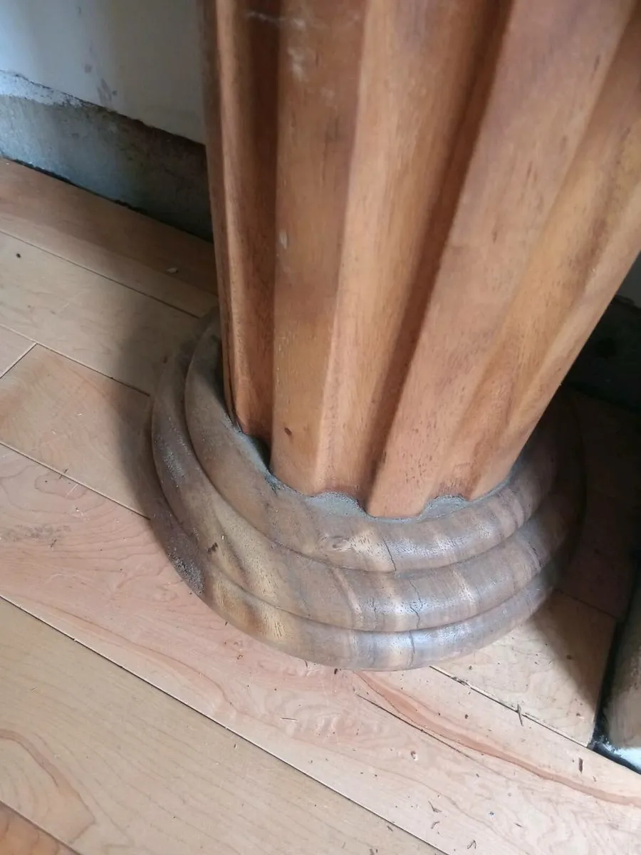 sundial on carved teak base - Image 2
