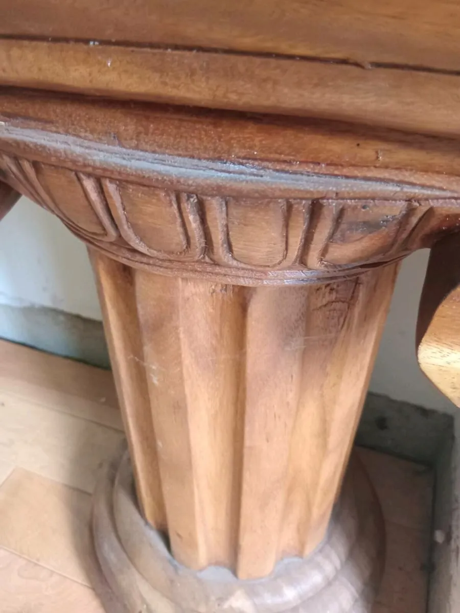 sundial on carved teak base - Image 3
