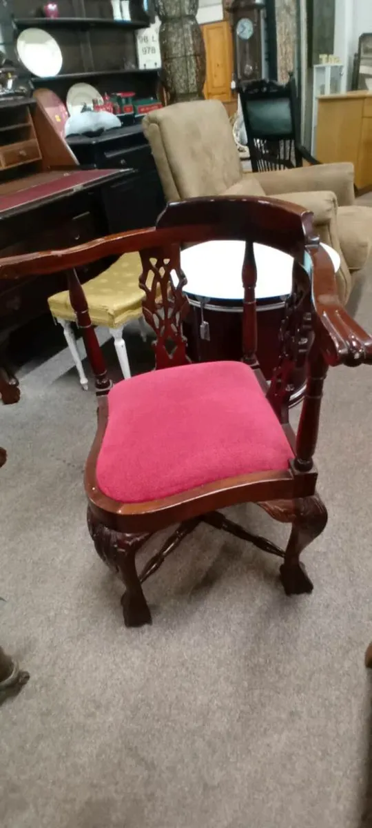 Carved Decorative Corner Chairs - Image 1