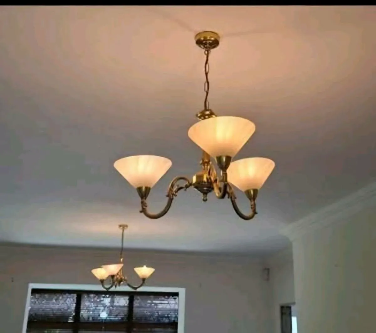 Brass chandelier ceiling light-very good condition - Image 1