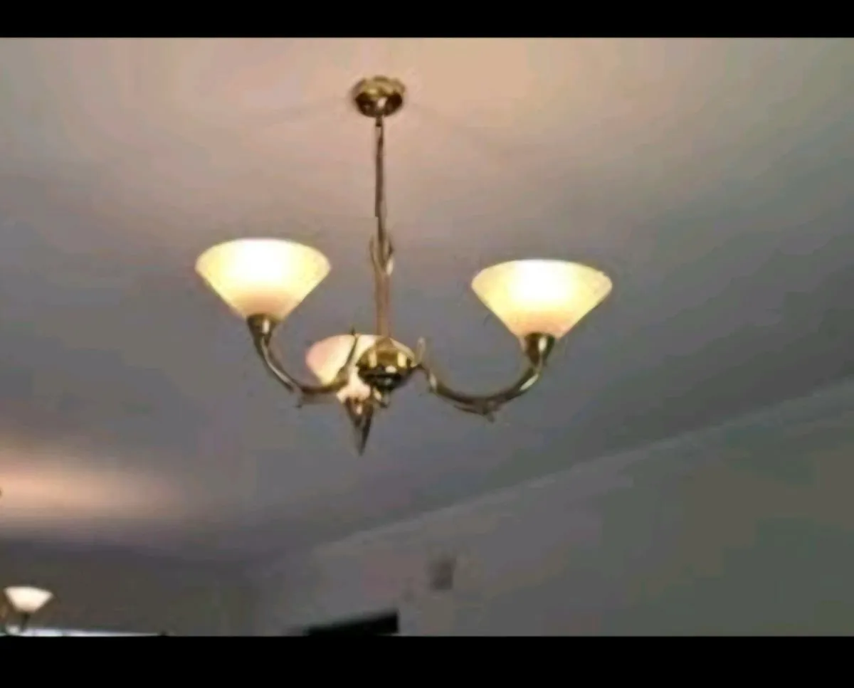 Brass chandelier ceiling light-very good condition - Image 2