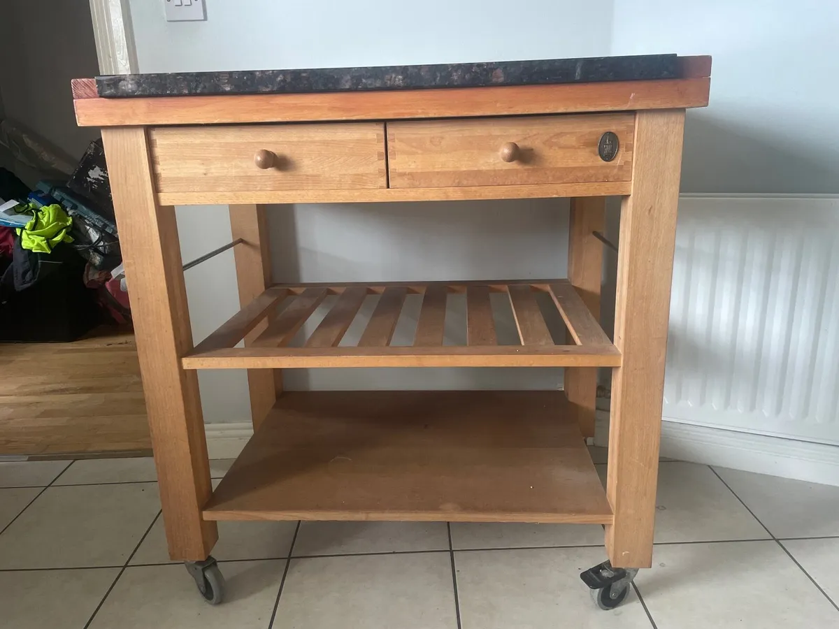 Kitchen prep table with granite top - Image 1