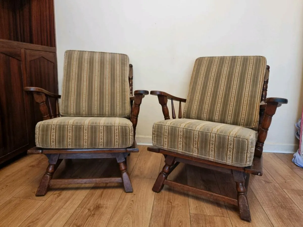 Wooden chairs with cushions - Image 1