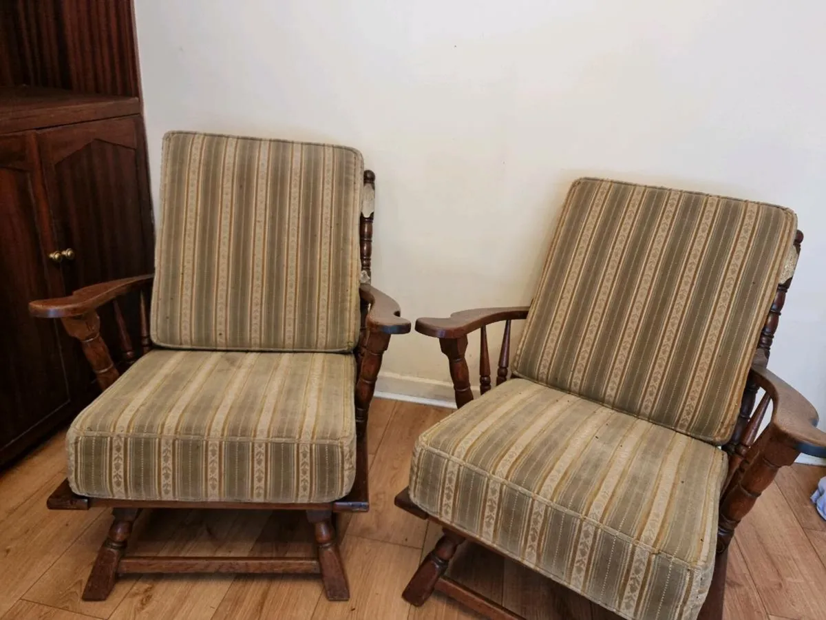 Wooden chairs with cushions - Image 3