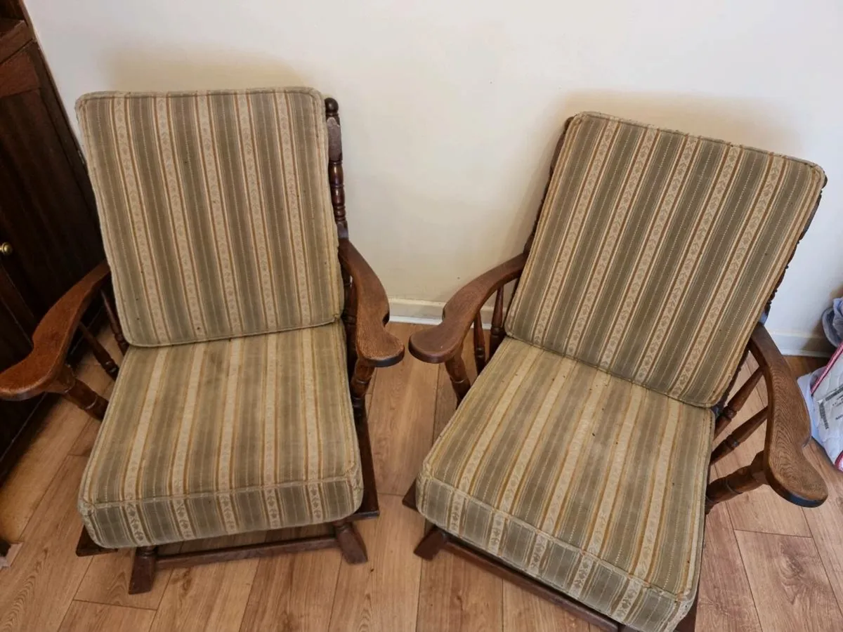Wooden chairs with cushions - Image 4