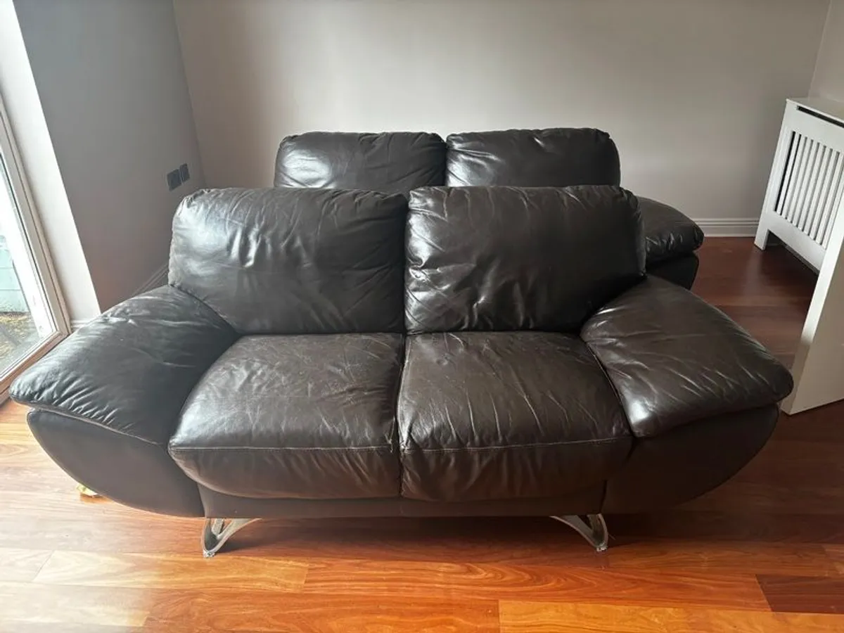 Brown leather couches - Image 3