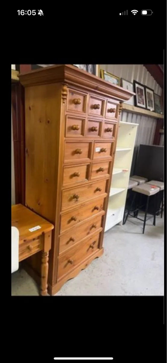 Pine tall boy chest - Image 1