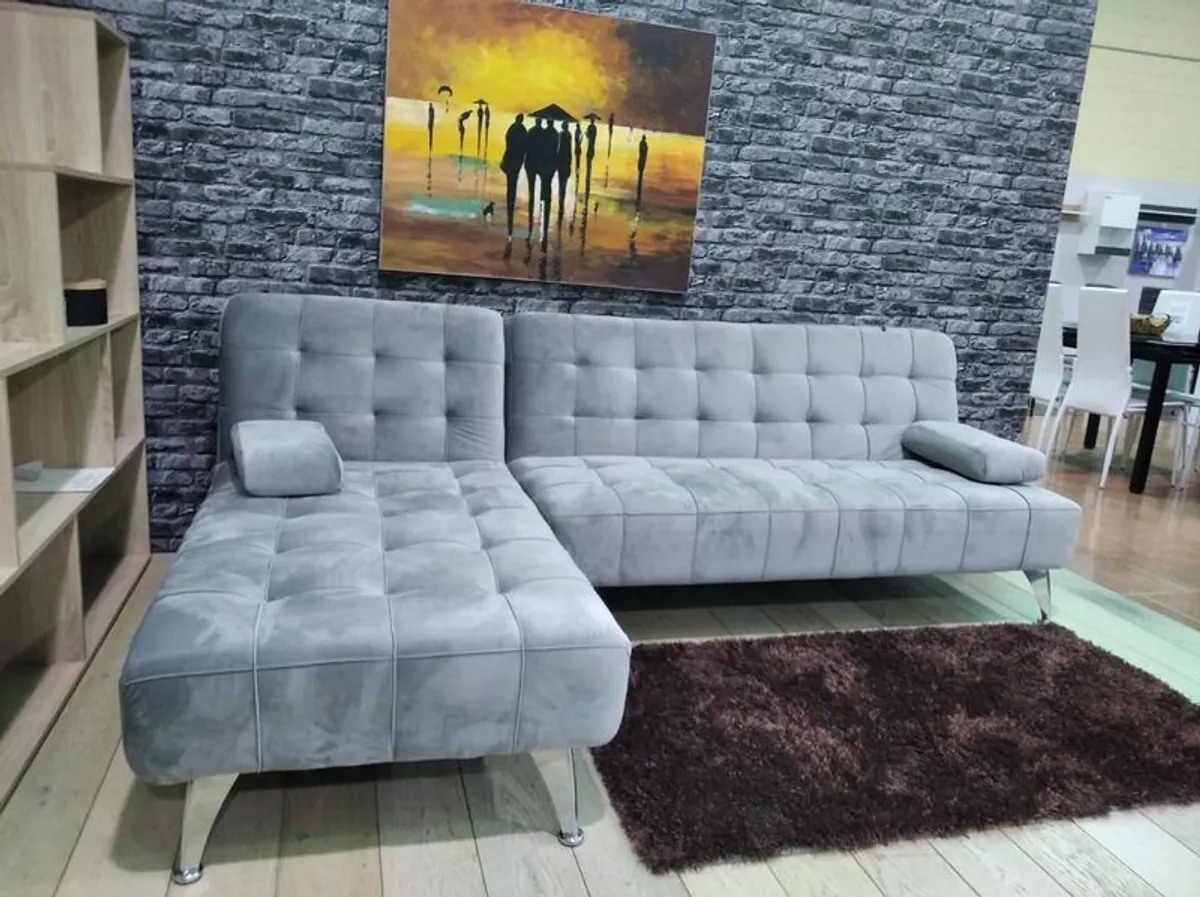 Modern Corner Sofa Bed With Chaise Longue Pillows 236 cm FREE DELIVERY - Image 1