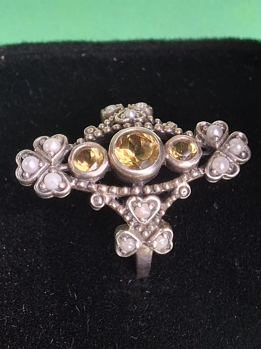 Silver Citrine and Pearl Ring - Image 2