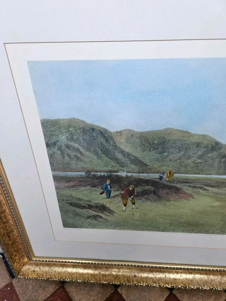Golf Picture Print A Difficult Bunker Gold Frame - Image 3