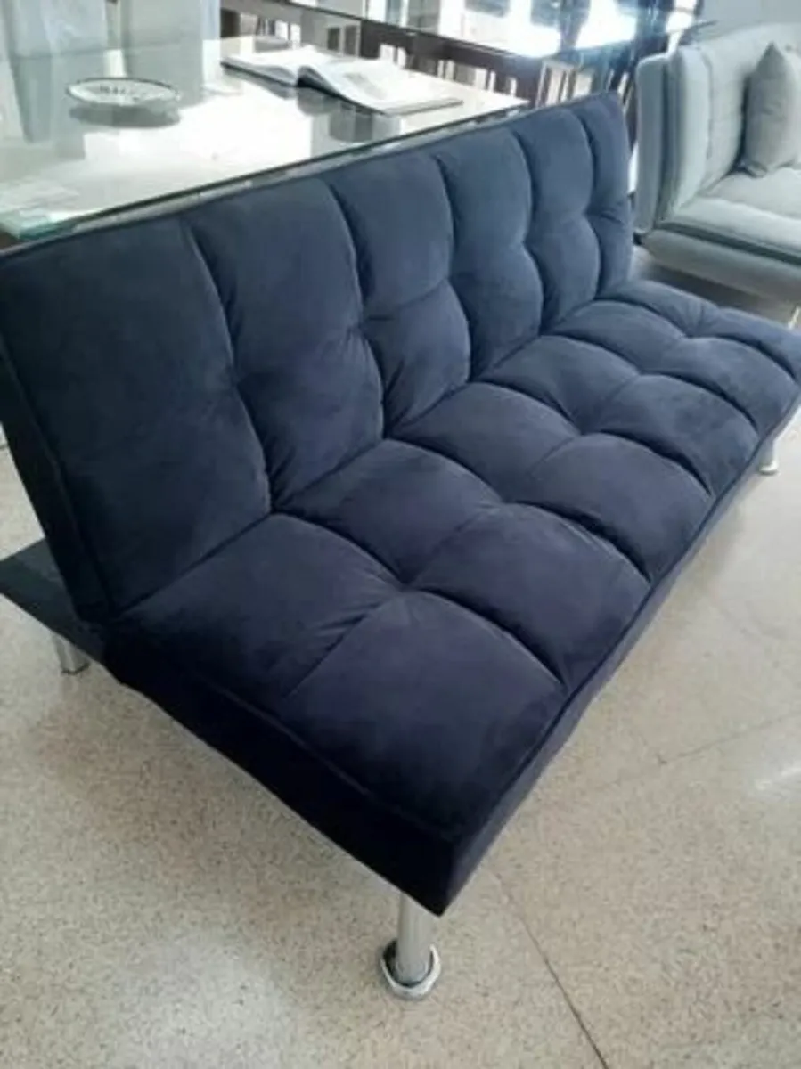 Black velvet Folding 3 Seater Sofa - Image 2