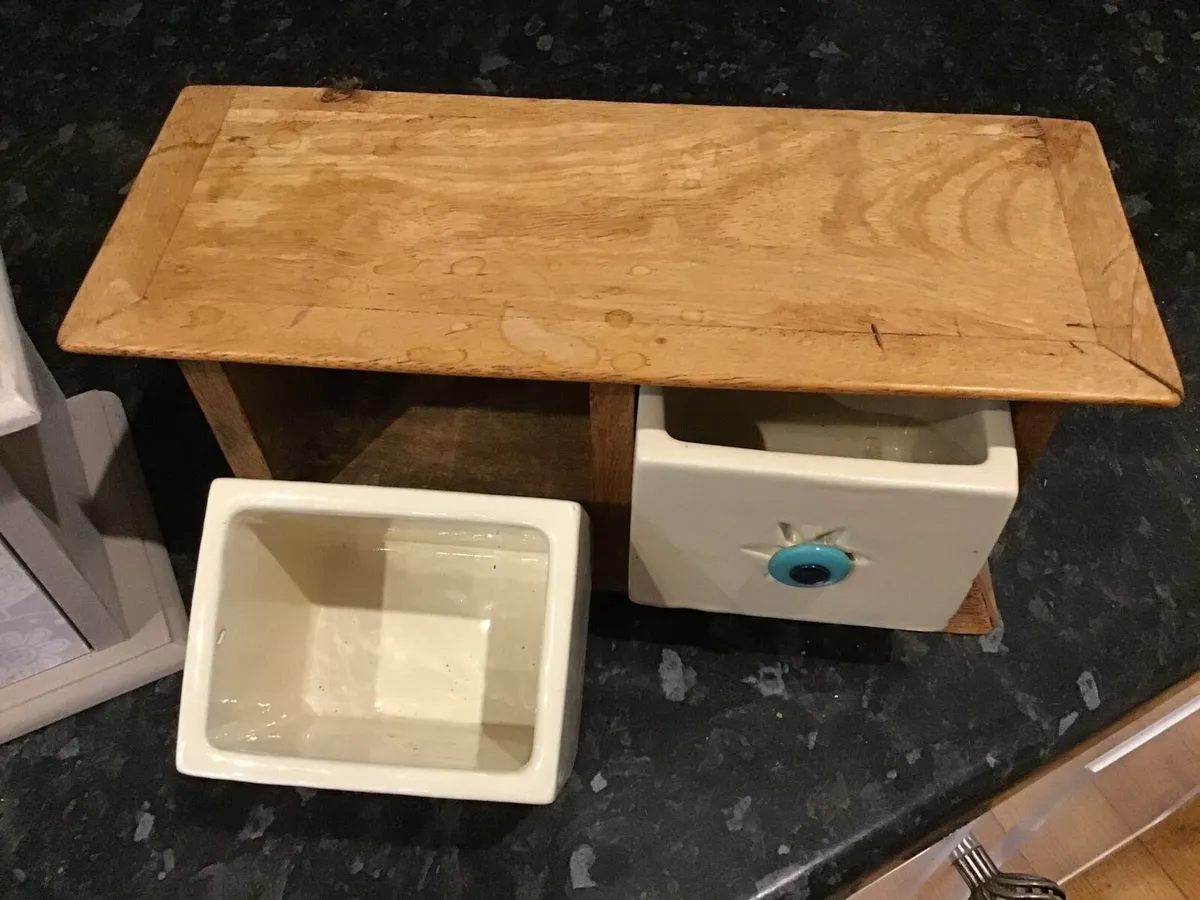 Mini Two Drawer Wood & Ceramic Bits & Bob Holder - Image 2