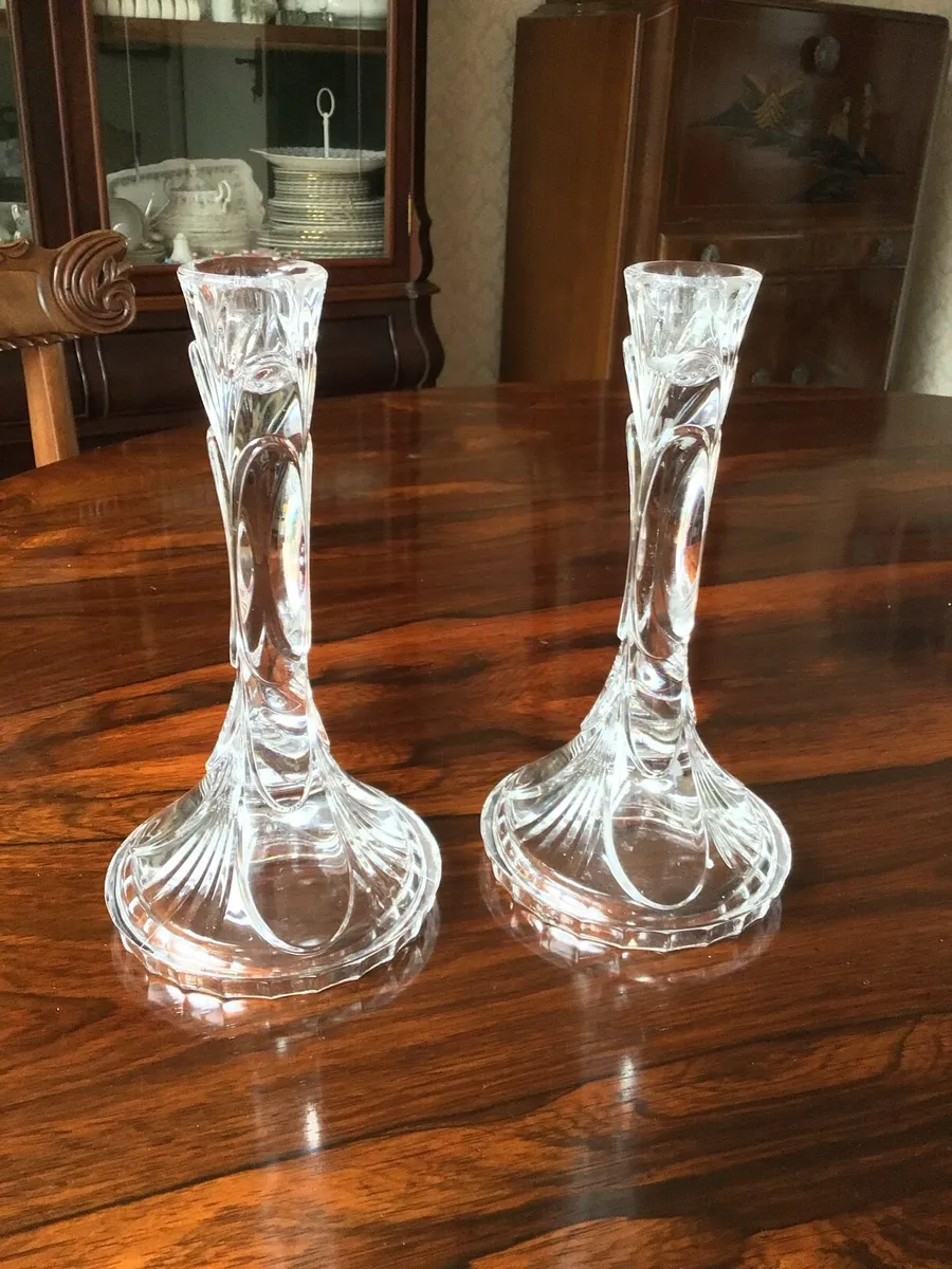 Pair,of Crystal Candle Holders - Image 1