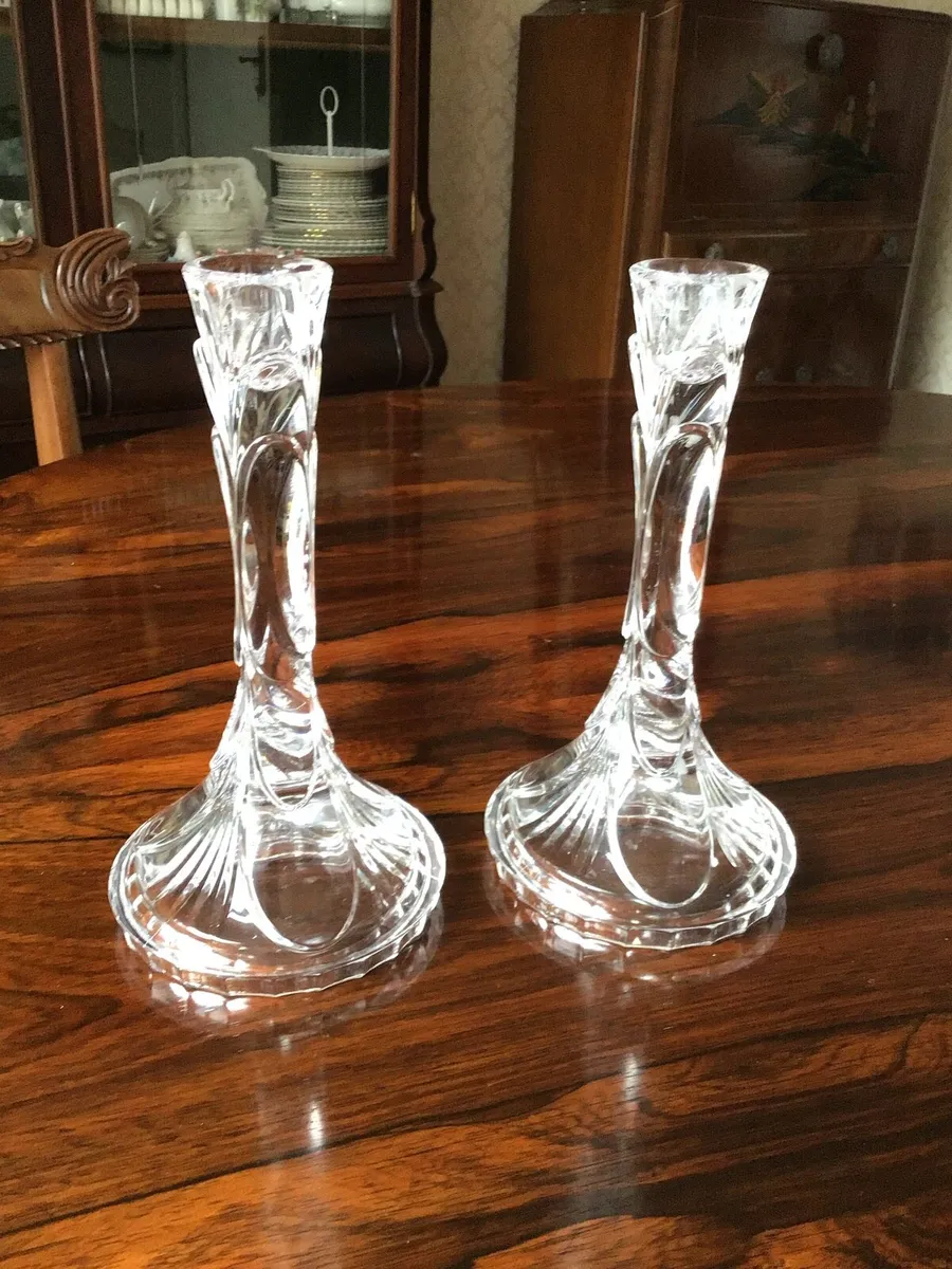 Pair,of Crystal Candle Holders - Image 2