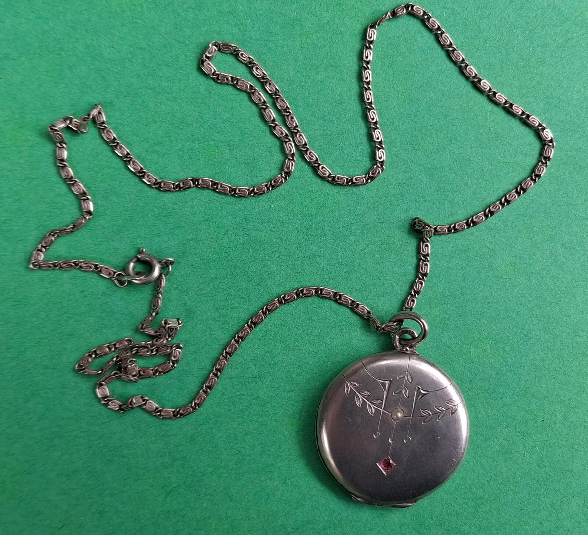 Art Nouveau Stone Set Silver Locket - Image 1