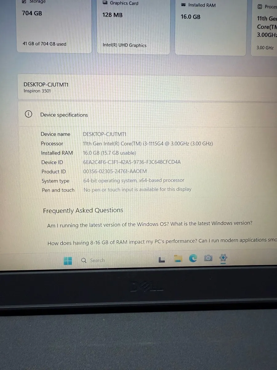 Dell laptop i3 pro 16-256-500 win 11 pro - Image 4