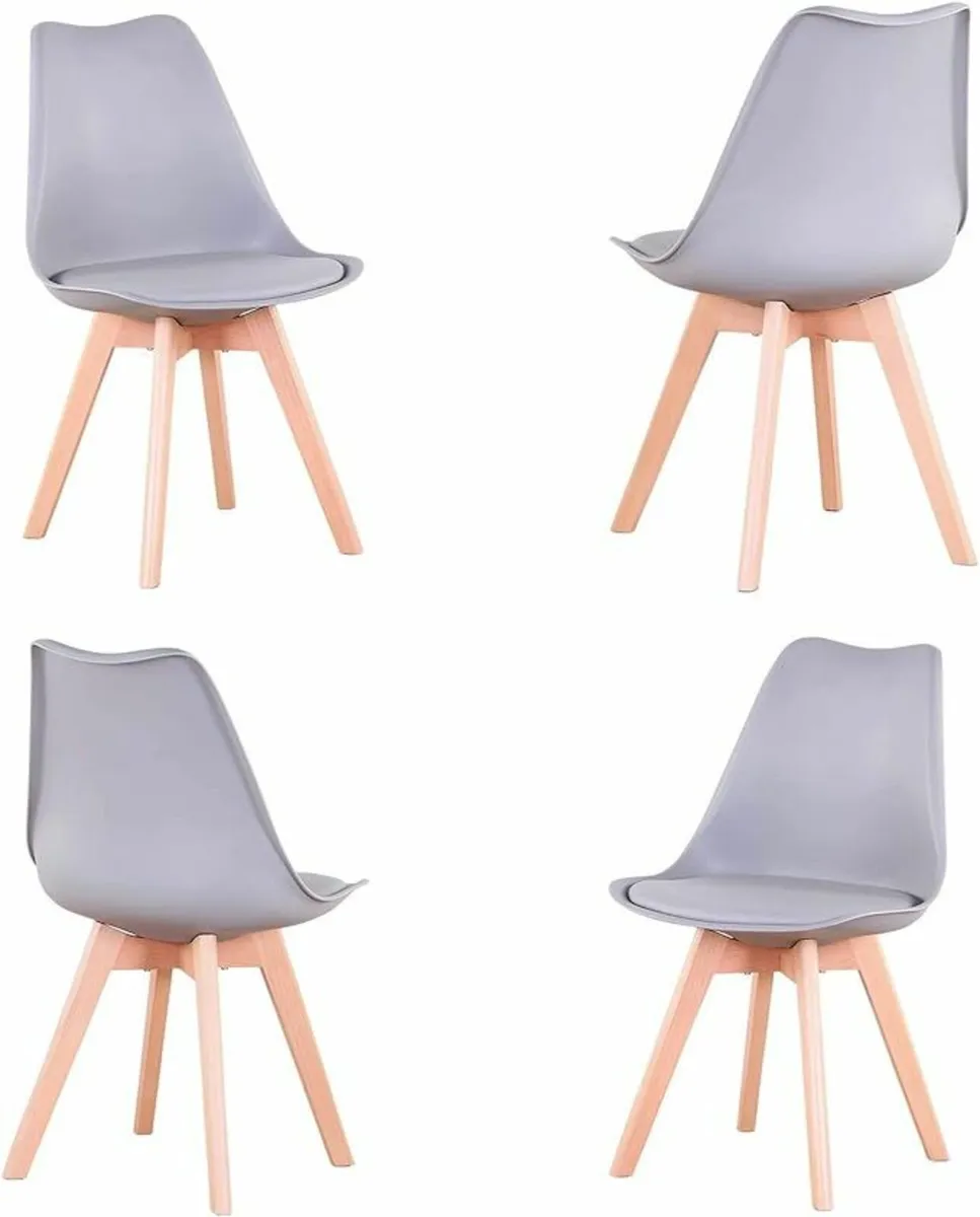 Set of 4 Scandinavian Dining Chairs, Upholstered C - Image 1