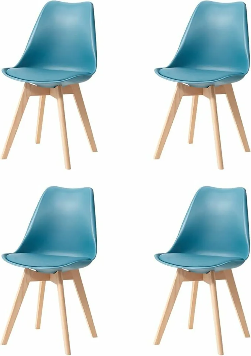 Set of 4 Scandinavian Dining Chairs, Upholstered C - Image 2