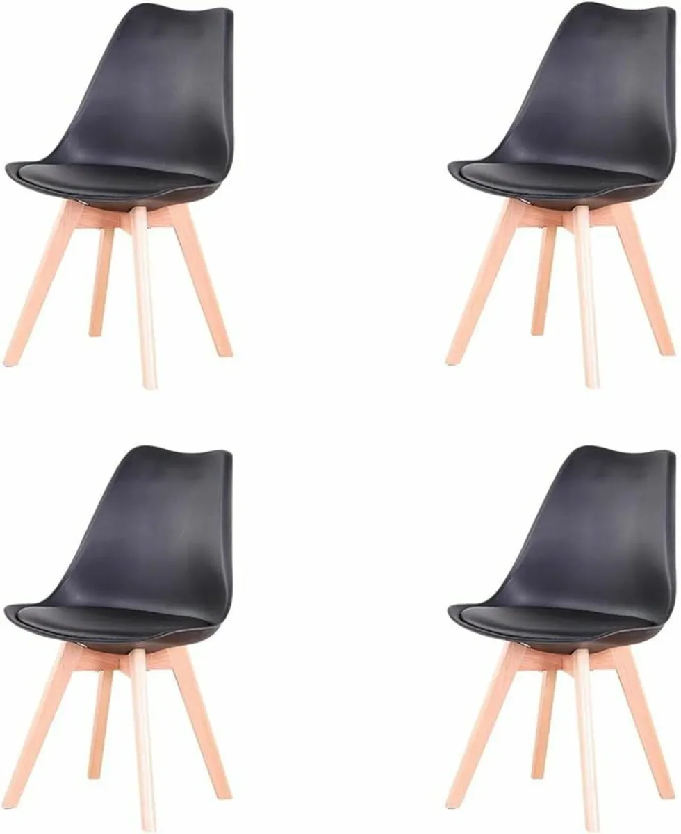 Set of 4 Scandinavian Dining Chairs, Upholstered C - Image 3