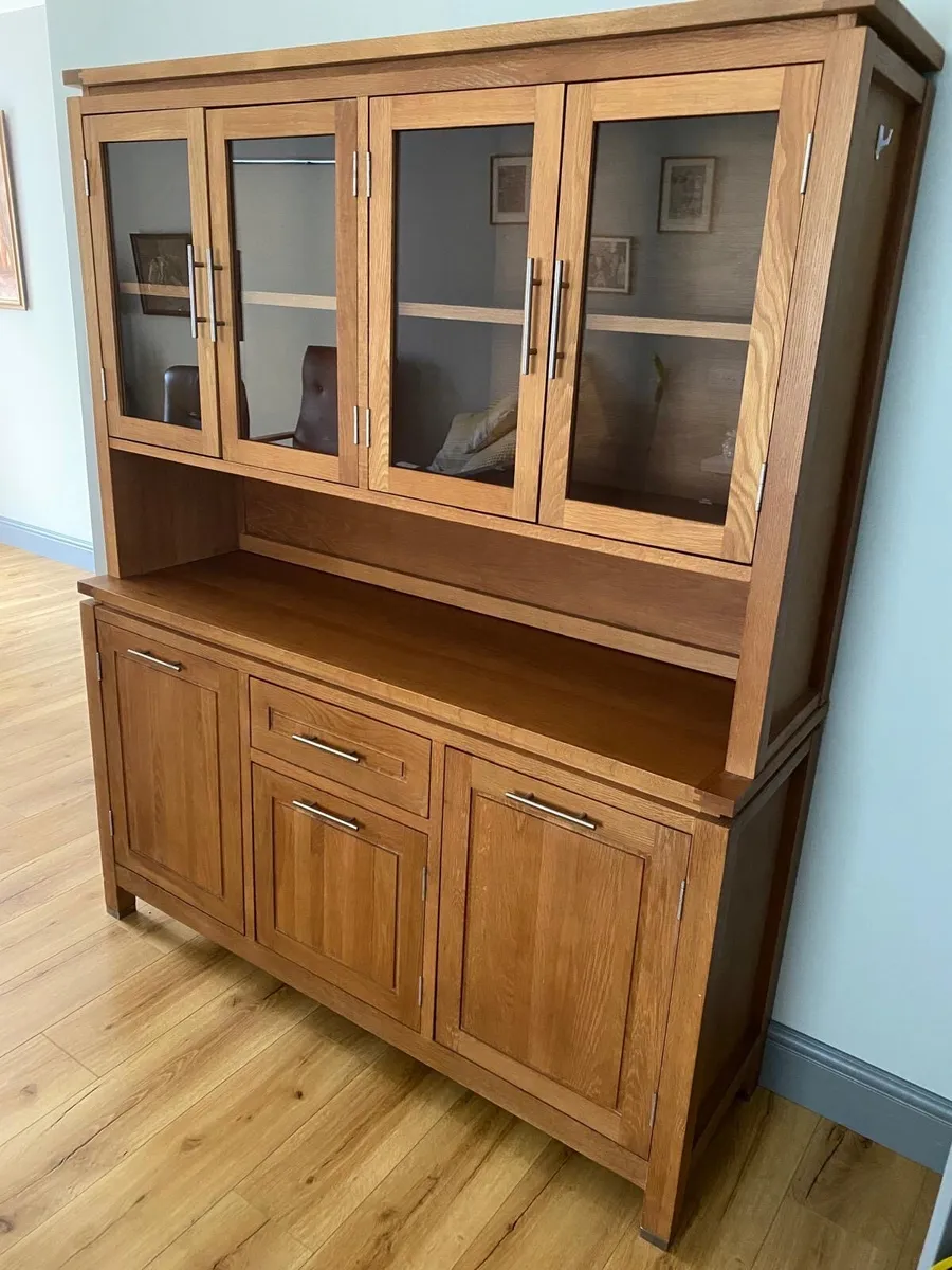 2 piece oak display cabinet