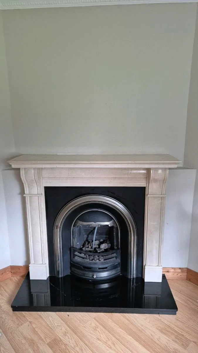 Marble Fireplace with Gas Fire for Sale - Image 1
