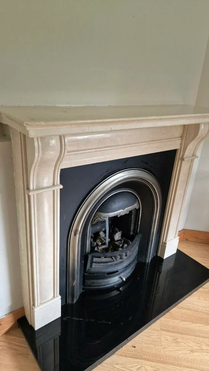 Marble Fireplace with Gas Fire for Sale - Image 2