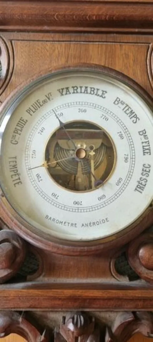 Large wooden, richly carved French barometer - Image 2
