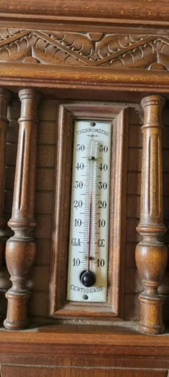 Large wooden, richly carved French barometer - Image 3