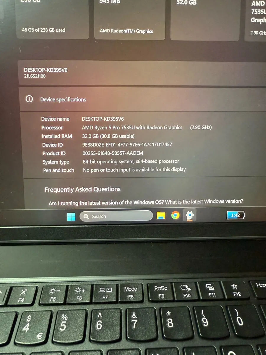 Lenovo Ryzen 5 pro 32-256 w11 pro - Image 4
