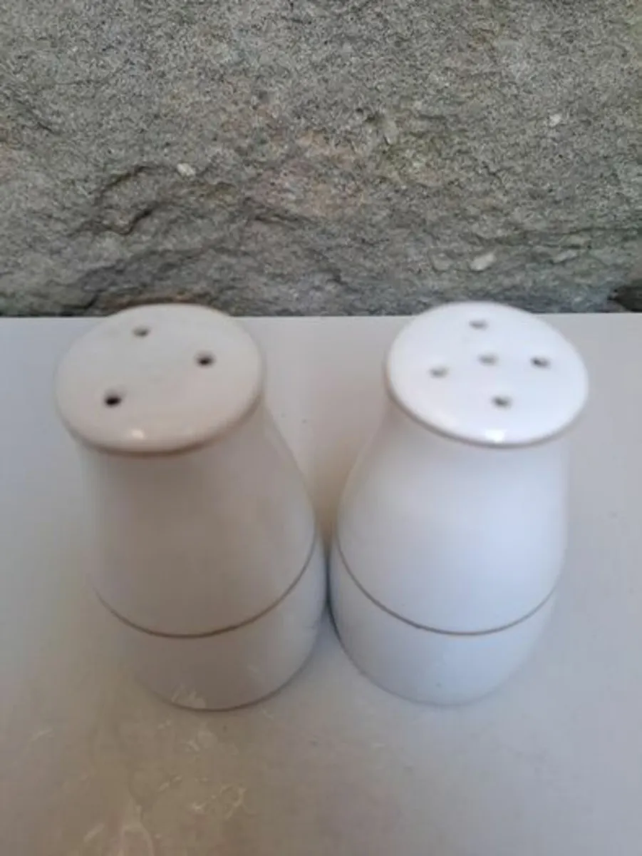 Classic white and gold salt and pepper pots - Image 2