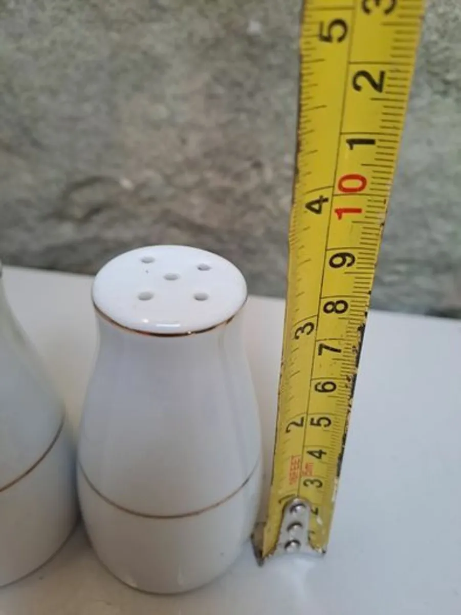 Classic white and gold salt and pepper pots - Image 3