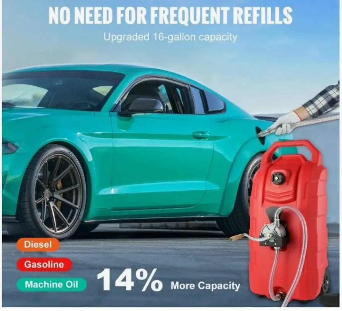16 Gallon Fuel Caddy, 7.8 L/min, Portable Gas - Image 3