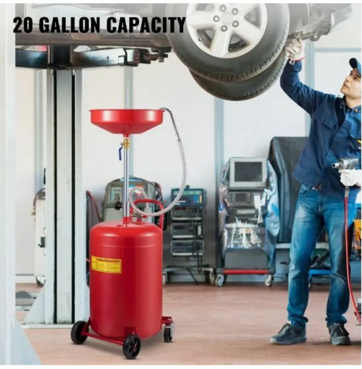 Waste Oil Drain Tank 20 Gallon Portable - Image 2