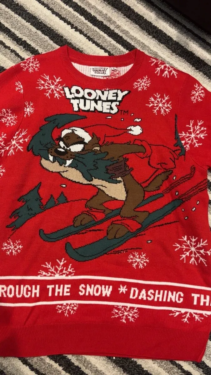 Red Christmas Looney Toones Jumper