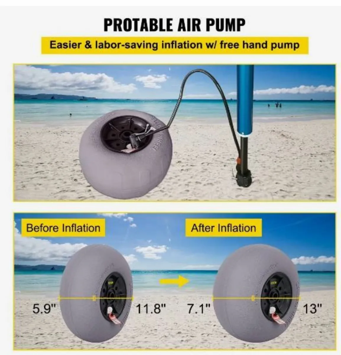 Beach Balloon Wheels, 13" Replacement Sand Tires - Image 2