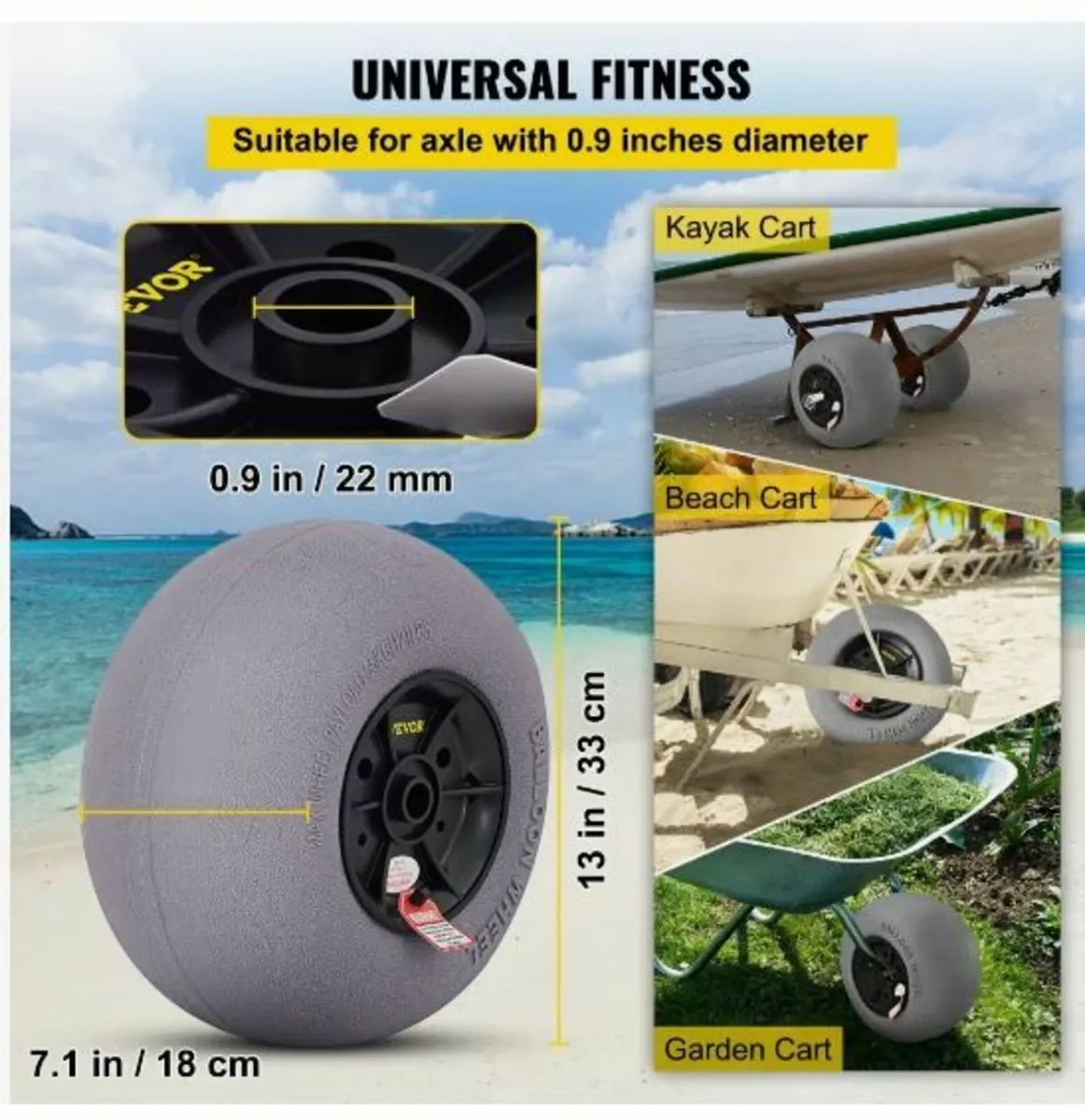 Beach Balloon Wheels, 13" Replacement Sand Tires - Image 4