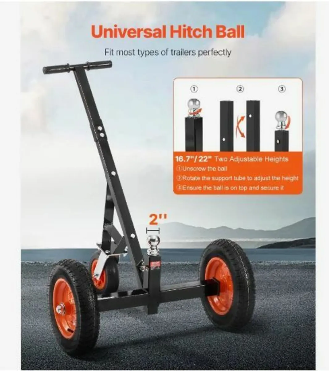 1000lbs Trailer Dolly 16.7 and 22 in Adjustable - Image 2