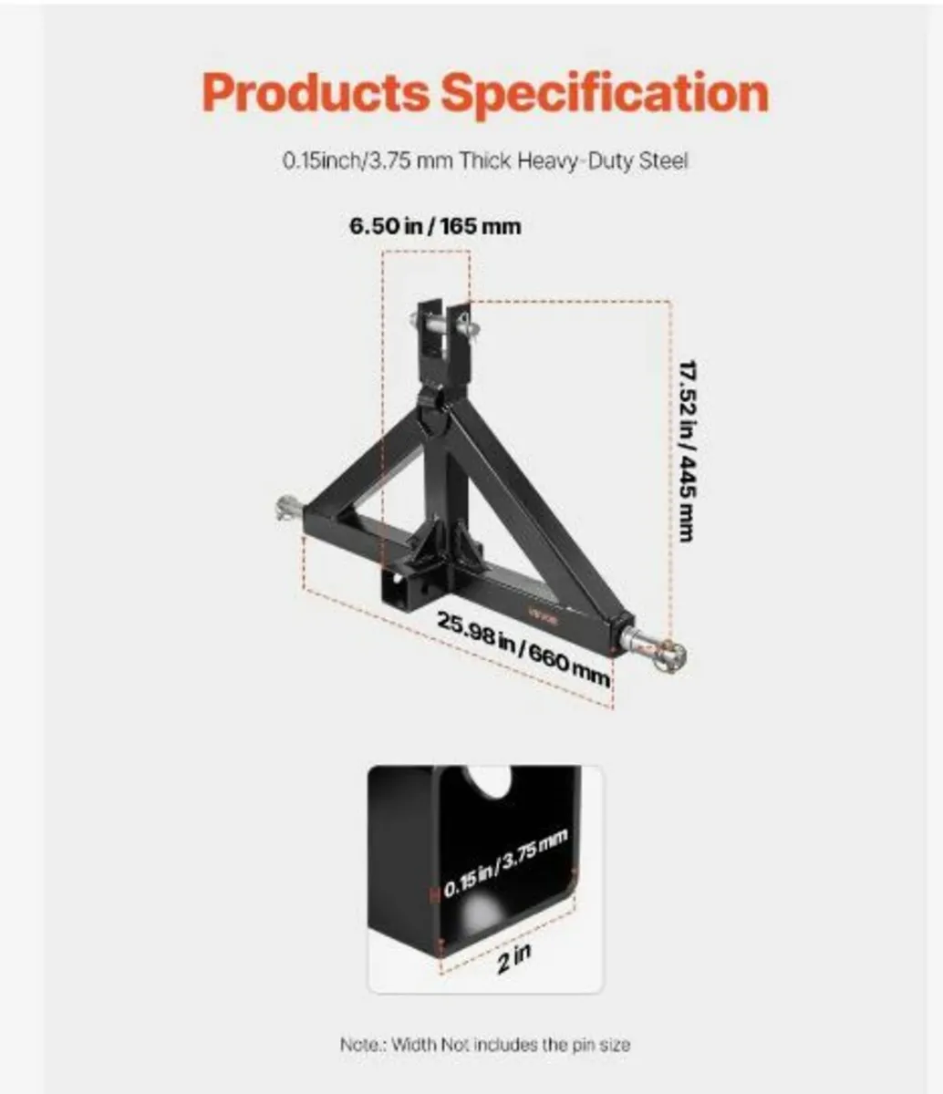 3 Point 2" Trailer Hitch Receiver Quick Hitch - Image 2