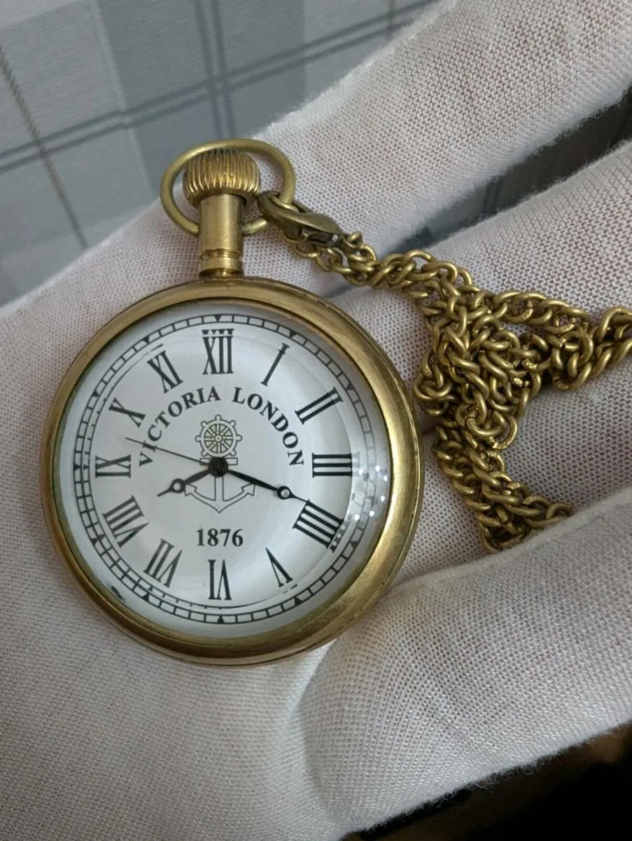 Victoria London 1876 brass pocket watch - Image 1