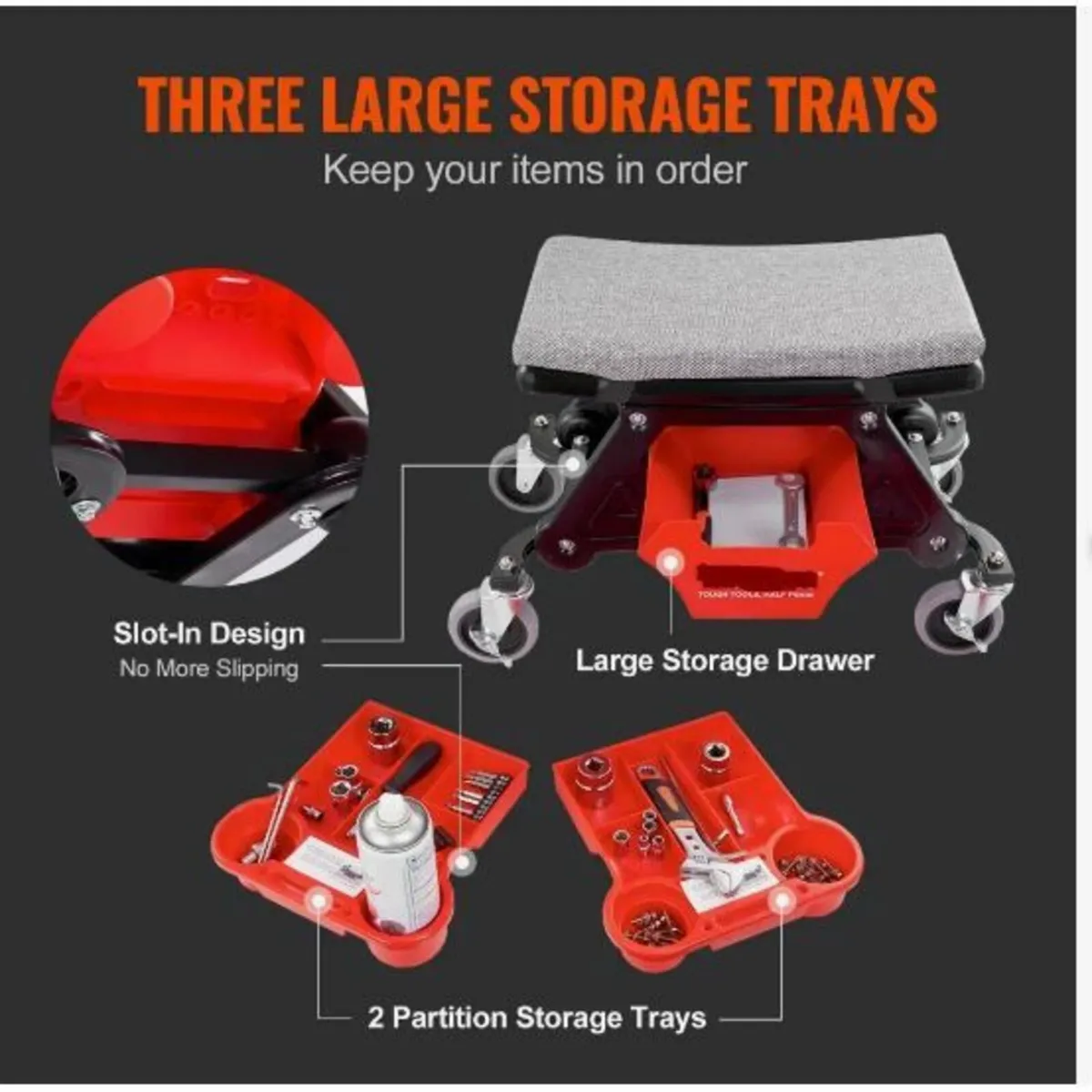 Mechanics Stool, 300 LBS Capacity - Image 3