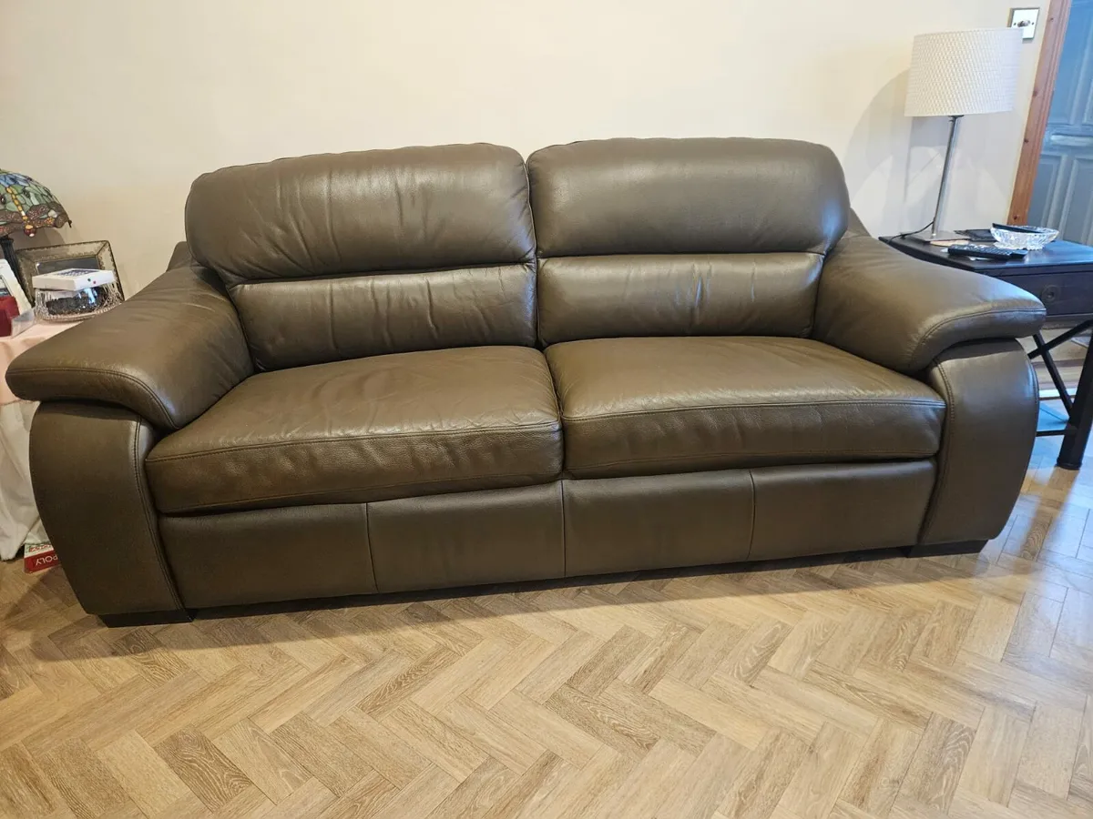 Brown Leather 3 seater & 2 seater - Image 2