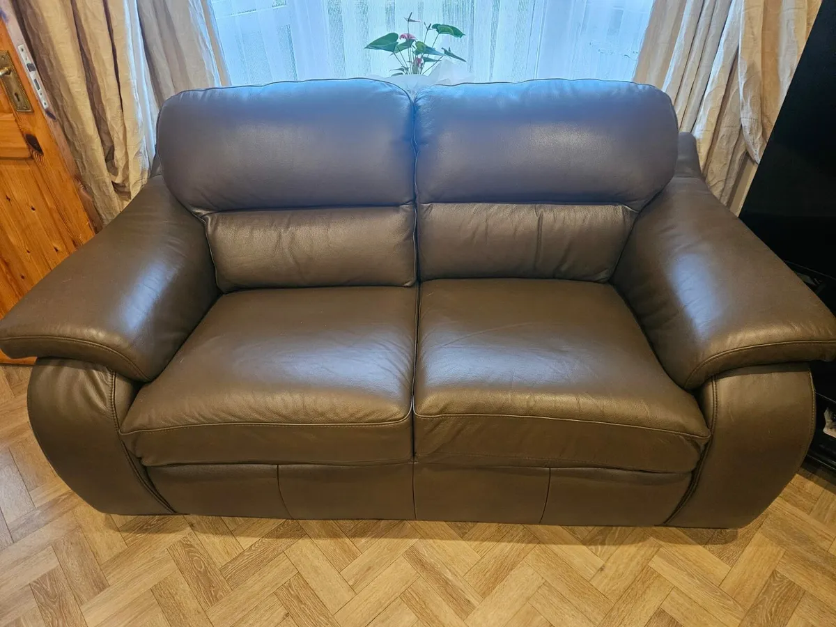 Brown Leather 3 seater & 2 seater - Image 3