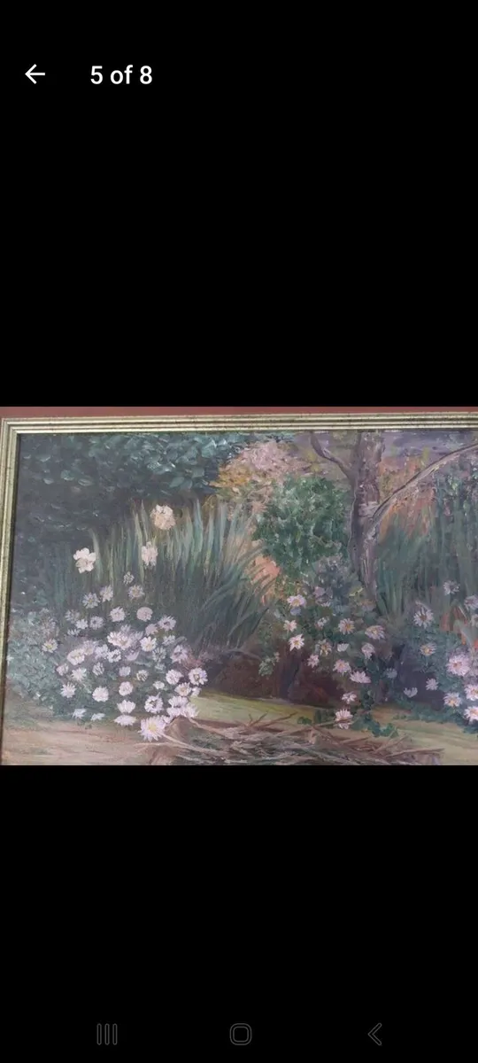 Oil on canvas garden scene - Image 4