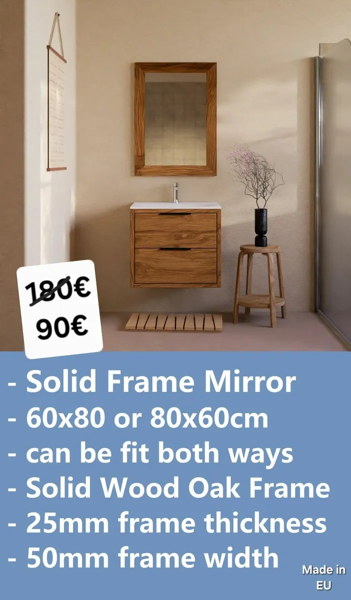 Wooden Mirror Bathroom Living Room Decor