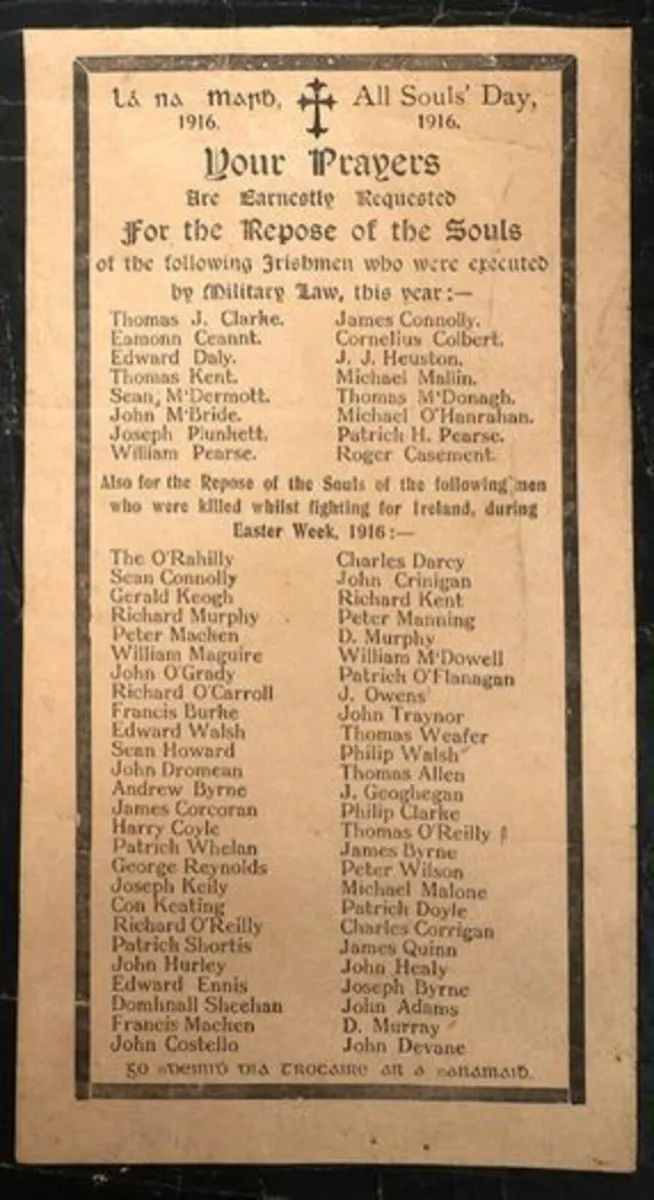Irish Volunteer Memorial Card - Image 1