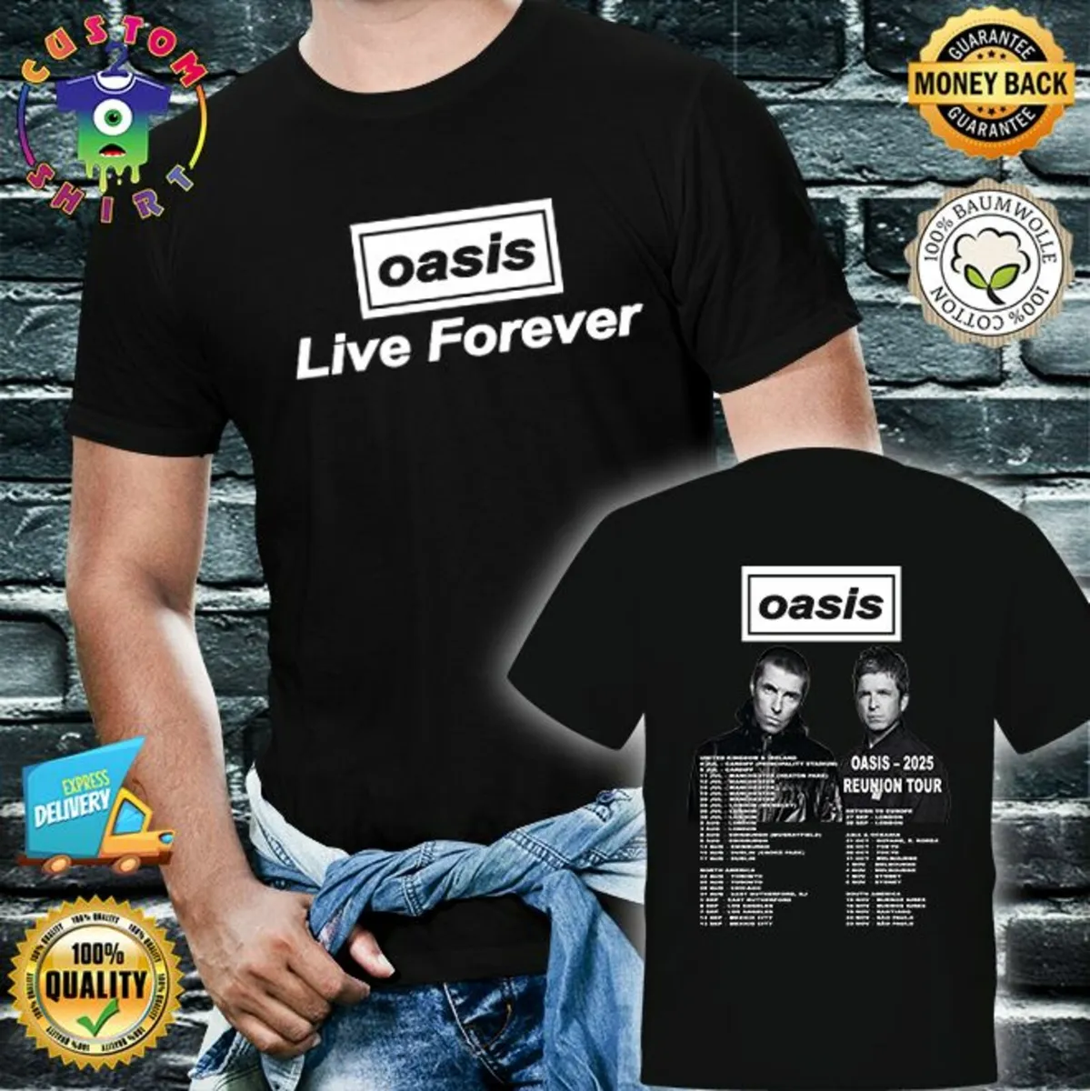 Oasis Tour 2025 T-Shirt - Reunion Tour Concert - Image 1
